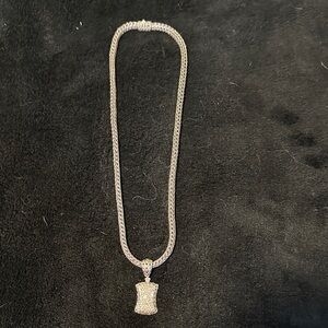Elegant Silver John Hardy Necklace with Diamond Pendant